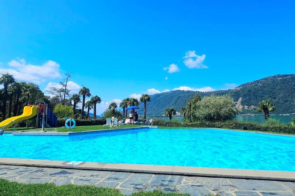 Idyllische Ferienwohnung In Bissone Esterno foto