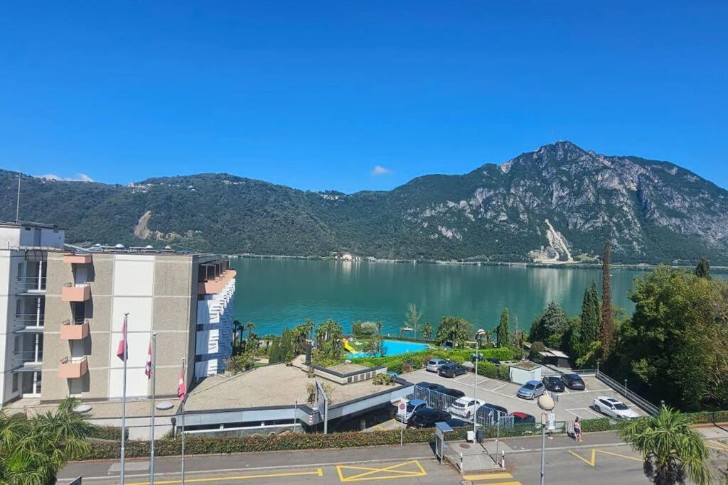Idyllische Ferienwohnung In Bissone Esterno foto